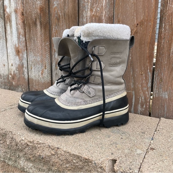 SOREL Women’s Gray Black Mid Calf Snow Winter Boot Lace Up Size‎ 8 - Picture 1 of 14